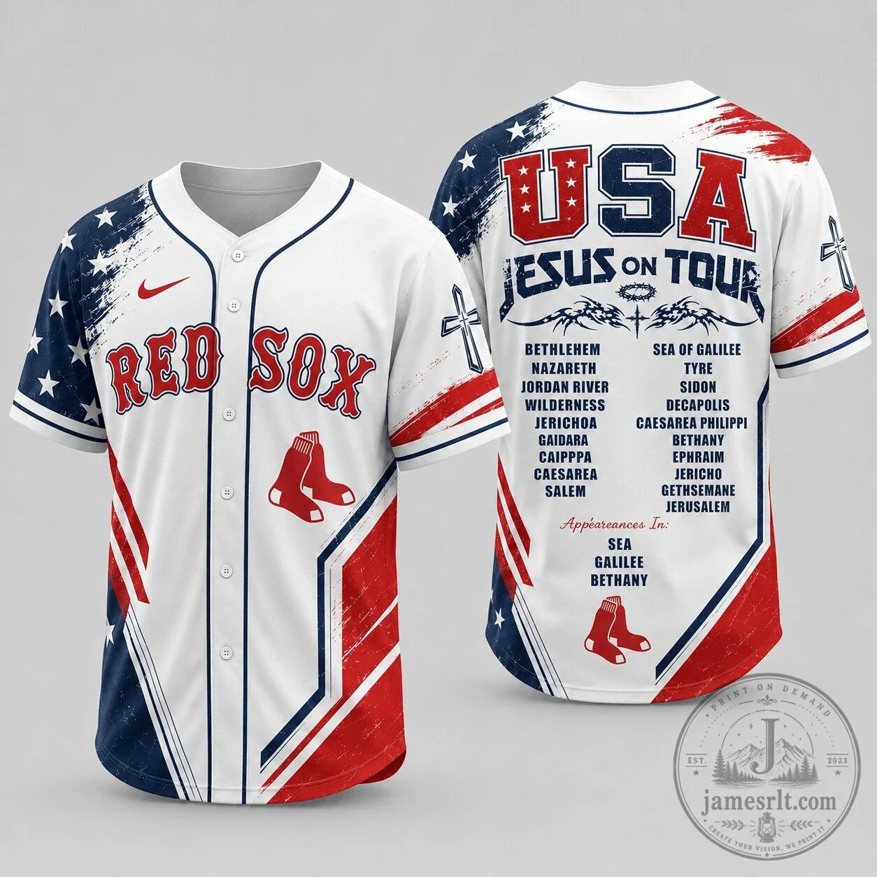 Boston Red Sox Baseball Jesus On Tour Premium MLB Baseball Jersey