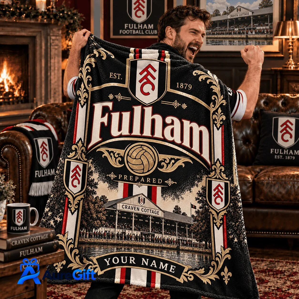 Fulham Football Club Personalized Fleece Blanket
