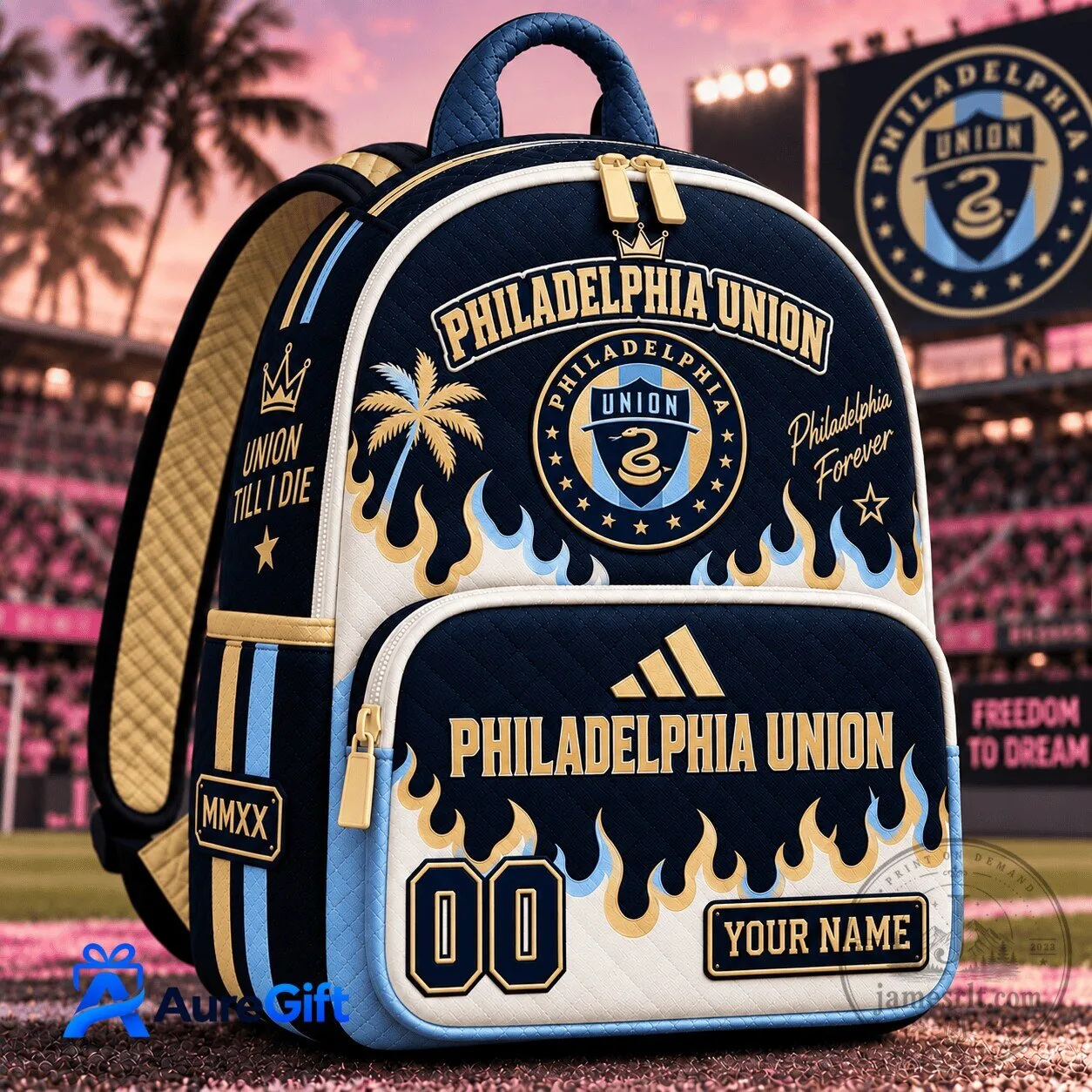 Philadelphia Union Major League Soccer Personalized Quilted Backpack