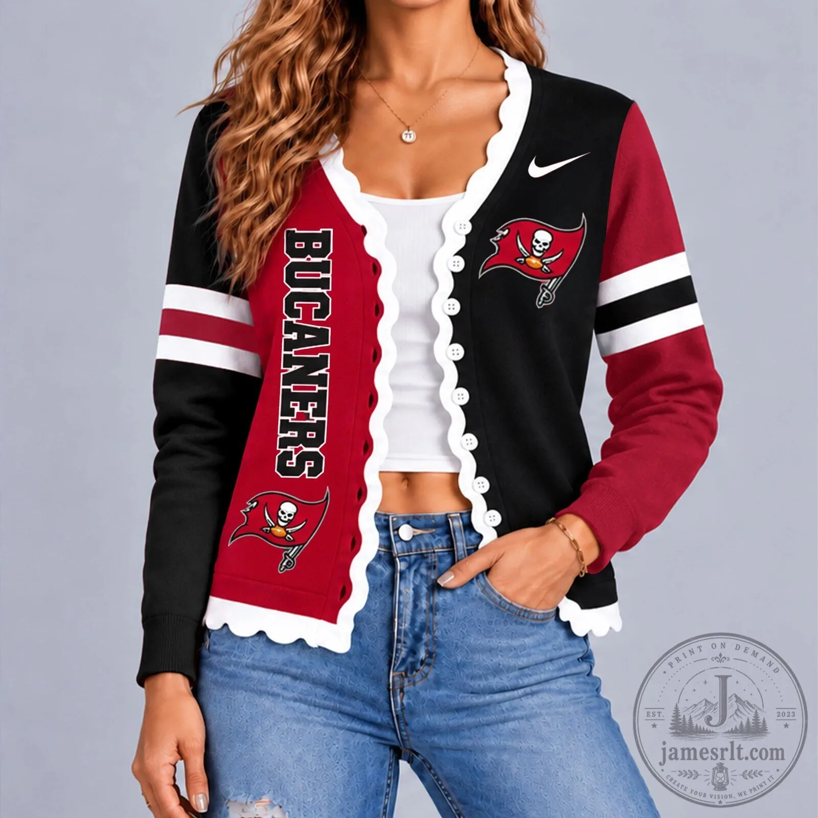 Tampa Bay Buccaneers Women's Game Day Ready Scalloped Cardigan