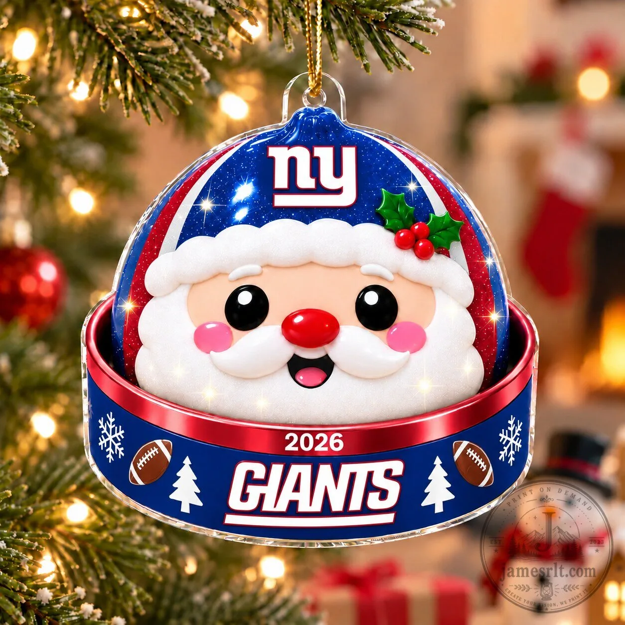 New York Giants Santa Claus Christmas Tree Ornament