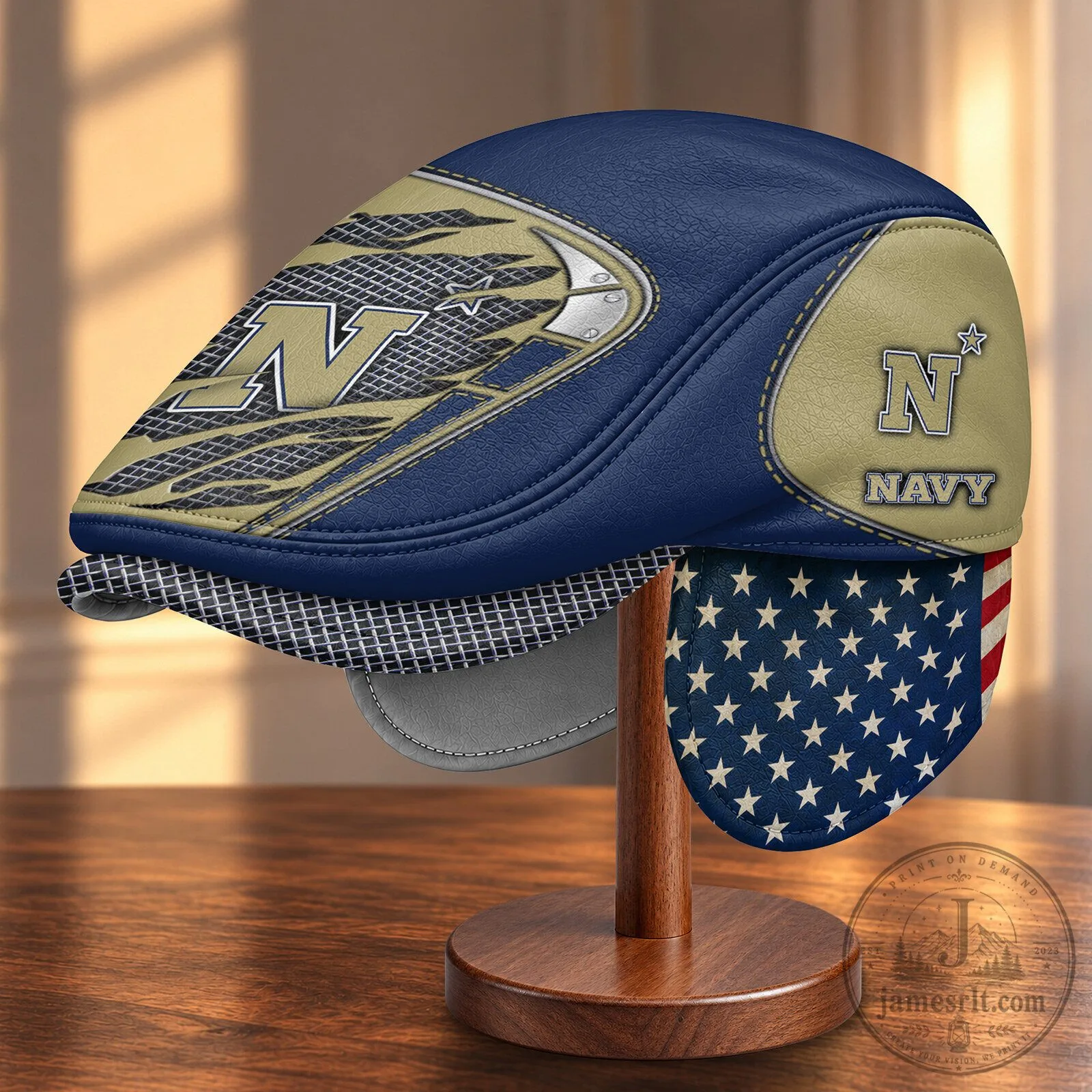 Navy Midshipmen NCAA Flat Cap with Foldable Ear Flaps