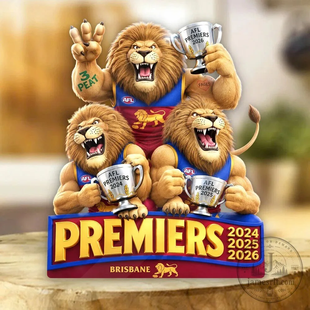 Brisbane Lions Australian Football League Premiers 2024 2025 2026 Acrylic Plaque