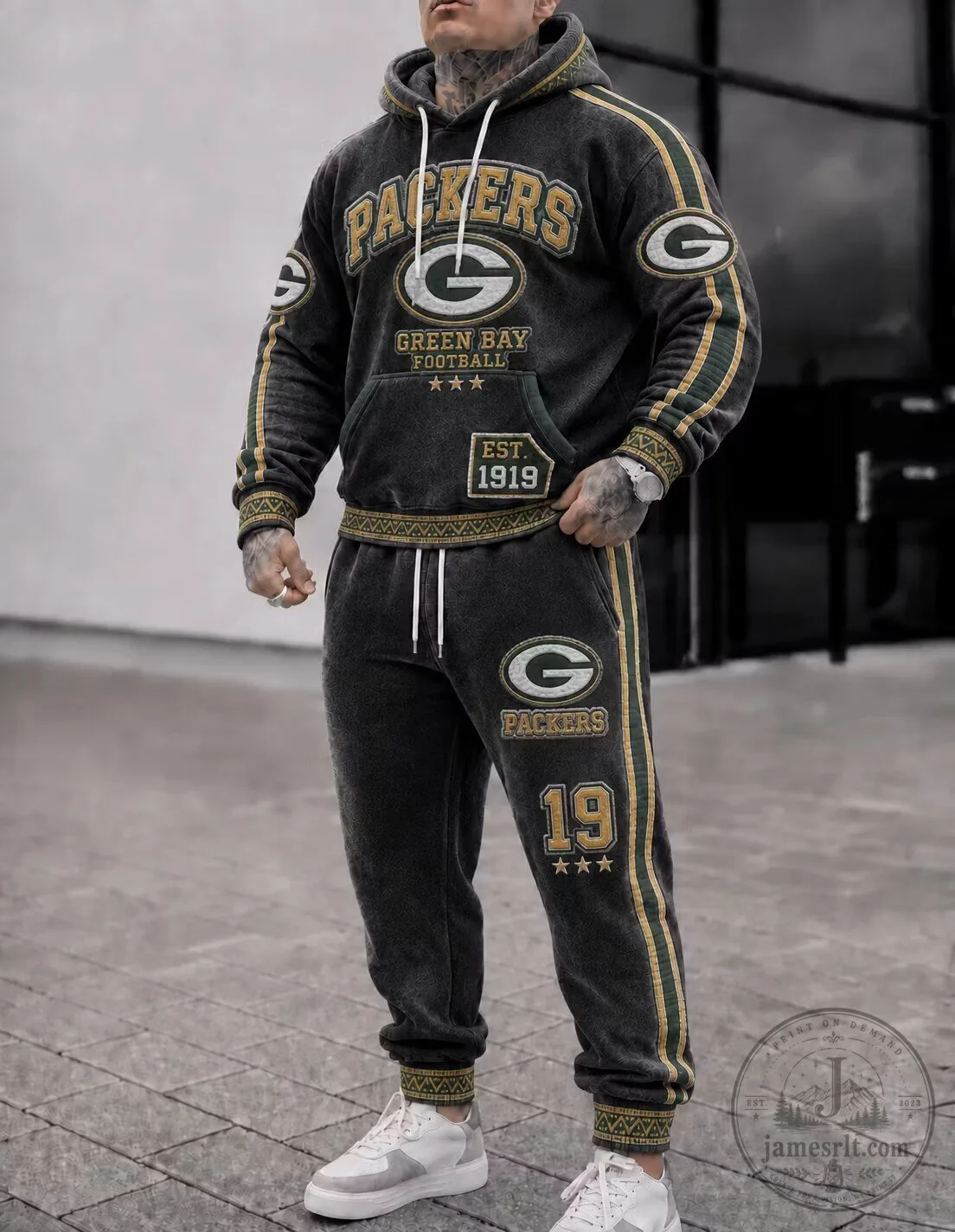 Green Bay Packers Football Team Logo Vintage Hoodie and Sweatpants Set 1 Green Bay Packers Football Team Logo Vintage Hoodie and Sweatpants Set