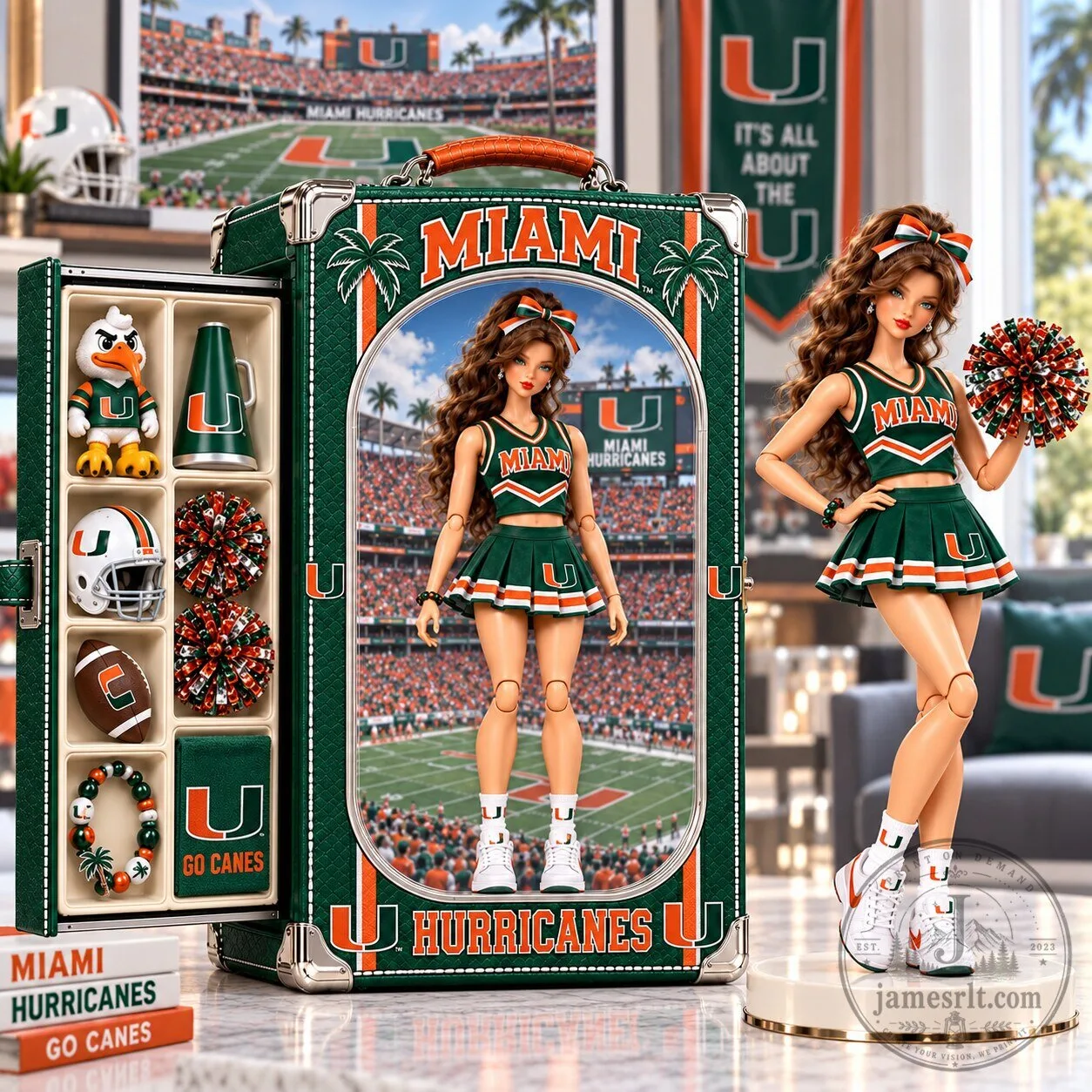 Miami Hurricanes University of Miami Cheerleader Doll Collectible Figure