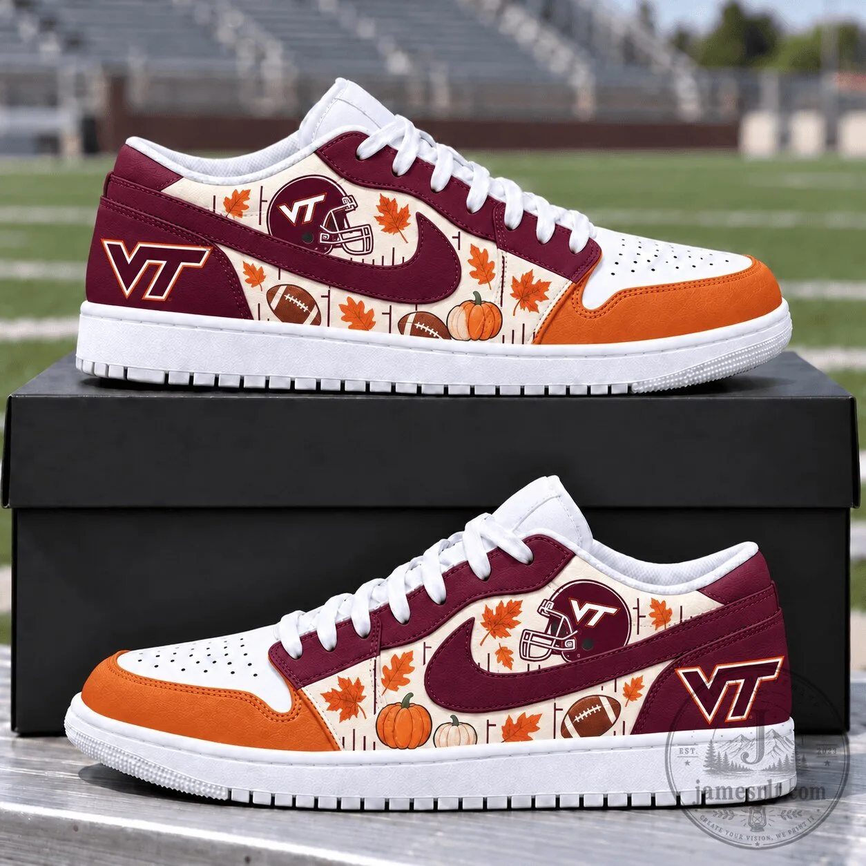 Virginia Tech Hokies Fall Vibe Football Team Custom Shoes