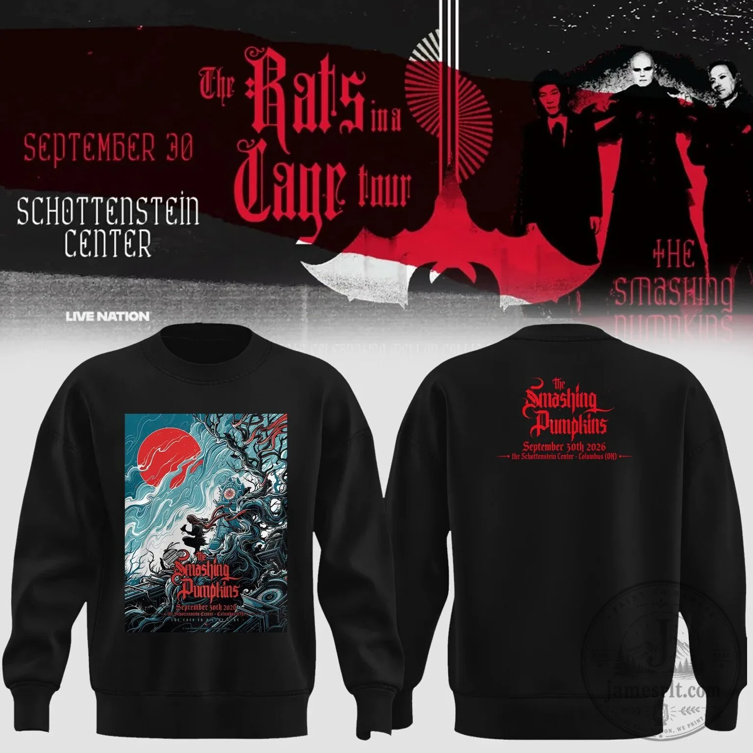 The Smashing Pumpkins Rats in a Cage Tour Columbus Ohio 2026 Concert Sweatshirt 1 The Smashing Pumpkins Rats in a Cage Tour Columbus Ohio 2026 Concert Sweatshirt