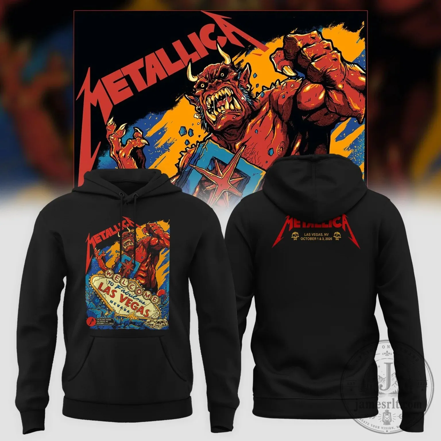 Metallica Las Vegas 2026 Concert Tour Welcome To Fabulous Hoodie