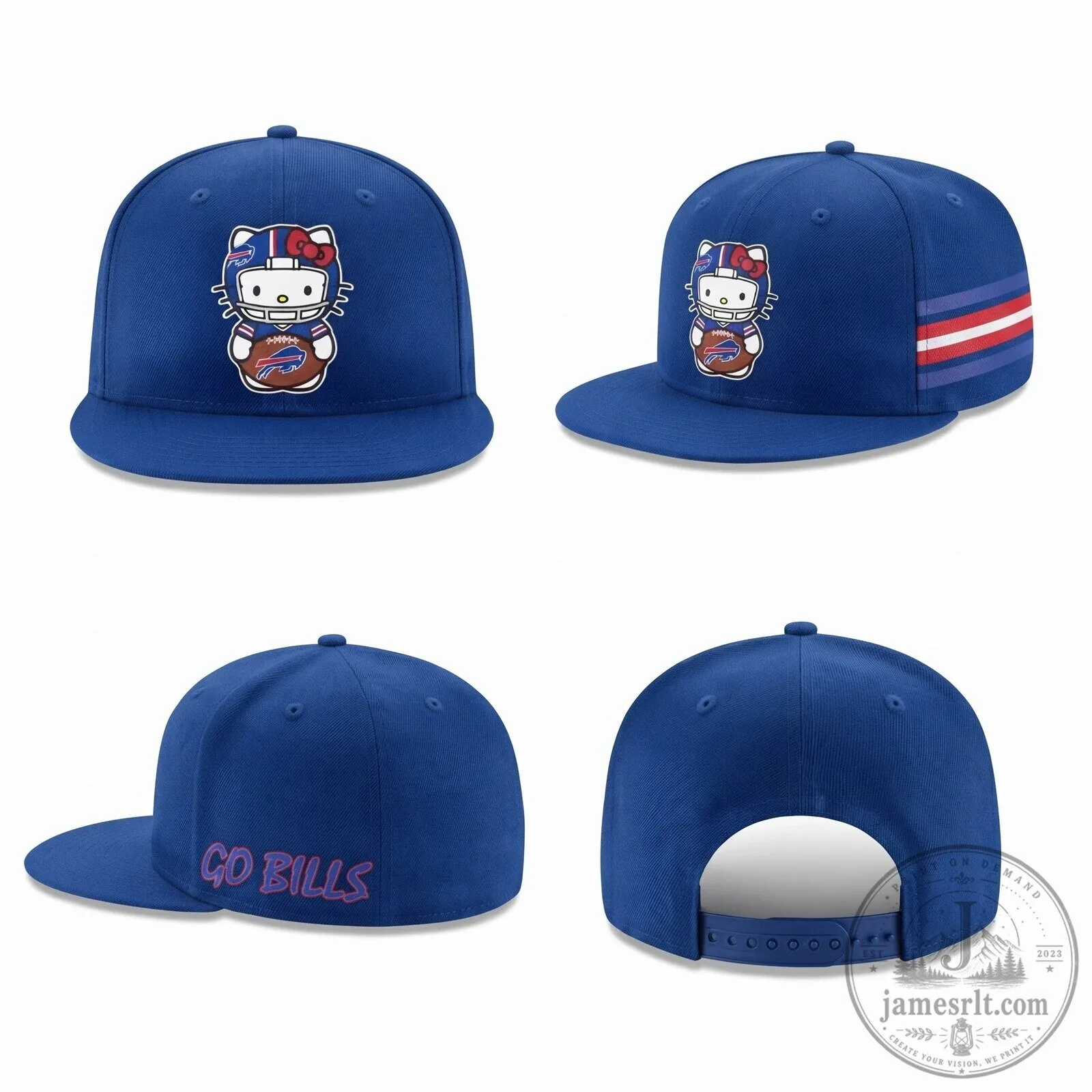 Buffalo Bills Hello Kitty Football Player Black Snapback Cap Hat 6 Buffalo Bills Hello Kitty Football Player Black Snapback Cap Hat