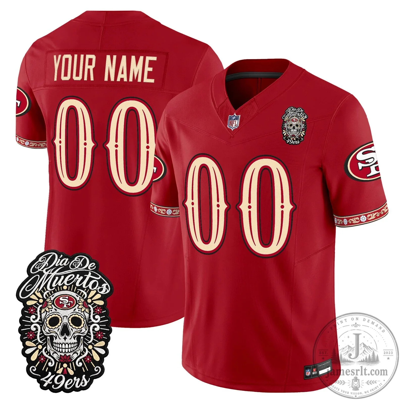 San Francisco 49ers Dia de los Muertos Custom Football Jersey