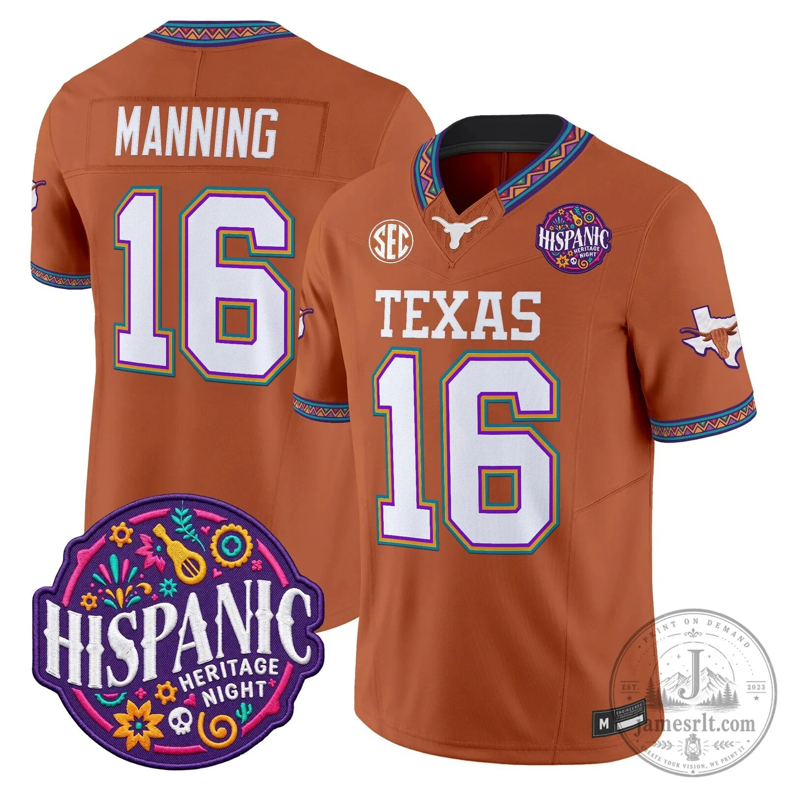 Texas Longhorns Hispanic Heritage Night Manning Football Jersey 1 Texas Longhorns Hispanic Heritage Night Manning Football Jersey