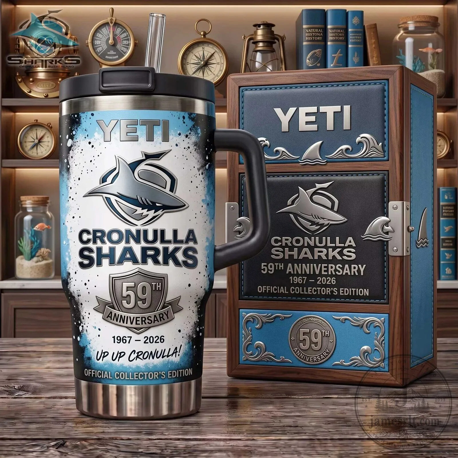 Cronulla Sharks 59th Anniversary Yeti Tumbler with Handle