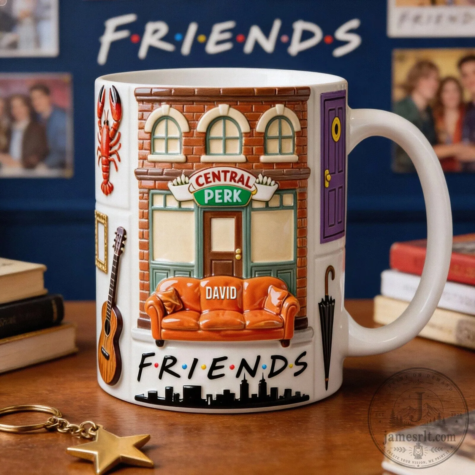 Friends Central Perk Coffee Shop 3D Embossed Ceramic Mug