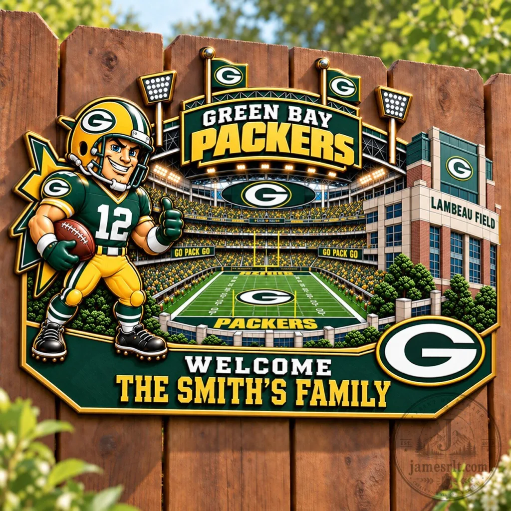 Green Bay Packers Lambeau Field Welcome Custom Family Name Metal Sign Green Bay Packers Lambeau Field Welcome Custom Family Name Metal Sign