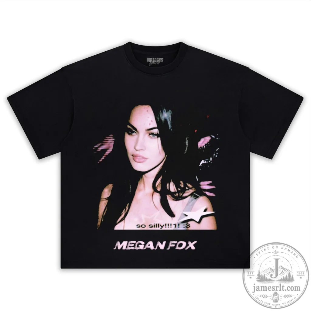 Megan Fox So Silly Portrait Black T-Shirt Megan Fox So Silly Portrait Black T-Shirt