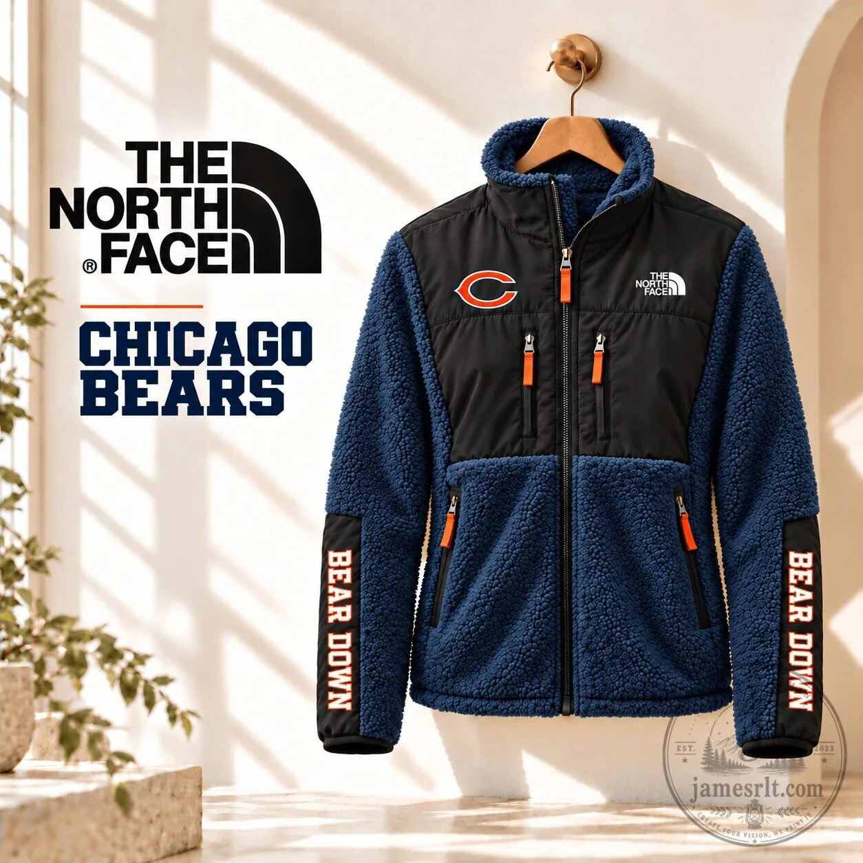 Chicago Bears The North Face Fleece Full-Zip Jacket NFL Bear Down