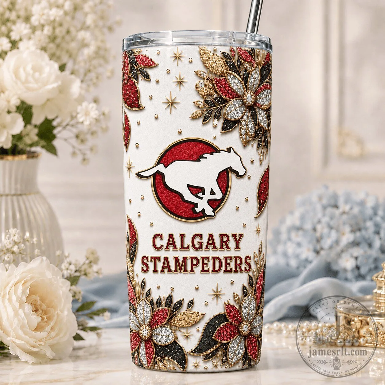 Calgary Stampeders Football Team Rhinestone Tumbler