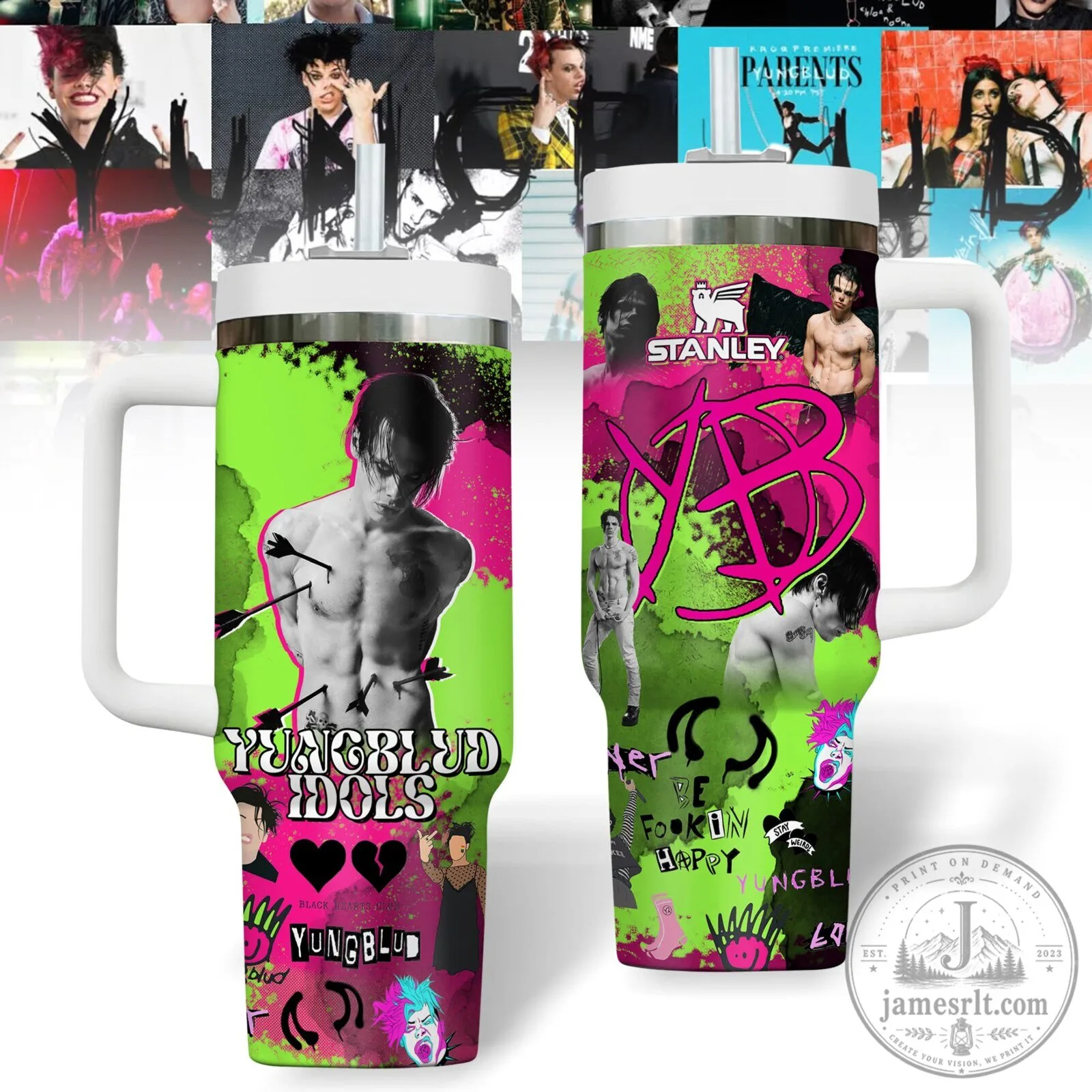 Yungblud Black Hearts Club Music Album Tumbler with Handle 1 Yungblud Black Hearts Club Music Album Tumbler with Handle