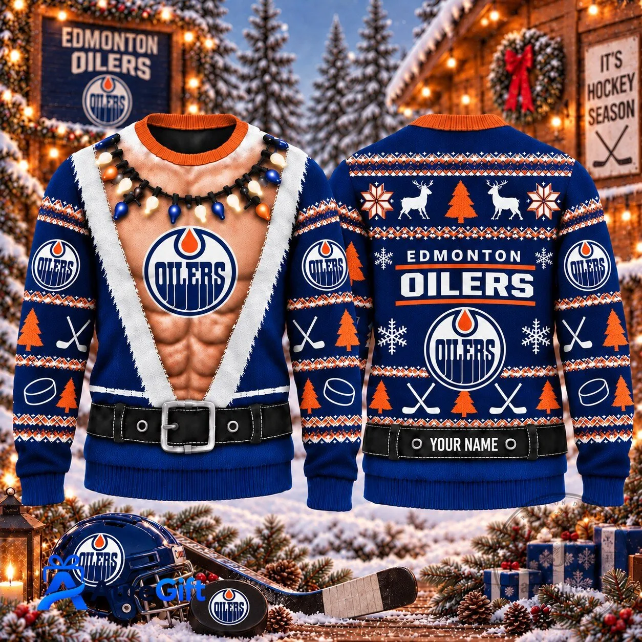 Edmonton Oilers National Hockey League Christmas Ugly Sweater
