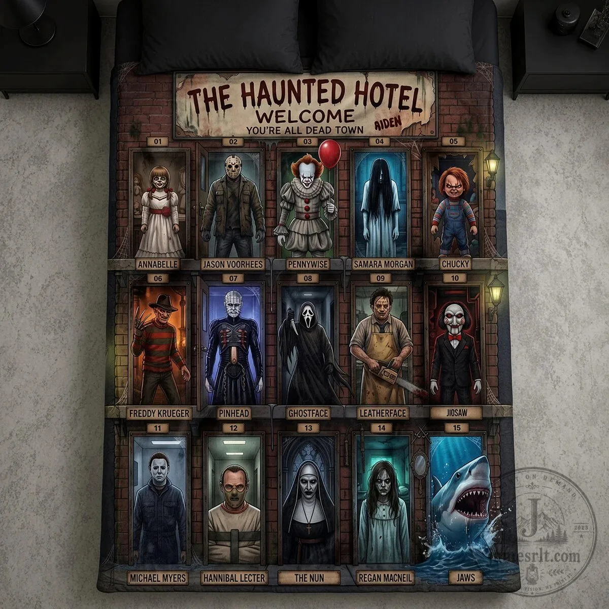 Horror Movie Villains The Haunted Hotel Welcome All Dead Town Blanket 11 Horror Movie Villains The Haunted Hotel Welcome All Dead Town Blanket