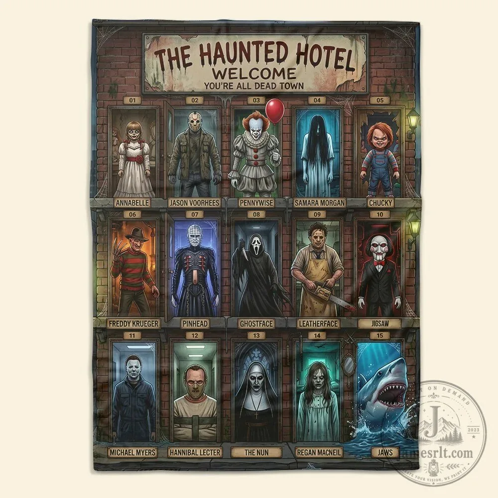 Horror Movie Villains The Haunted Hotel Welcome All Dead Town Blanket 14 Horror Movie Villains The Haunted Hotel Welcome All Dead Town Blanket