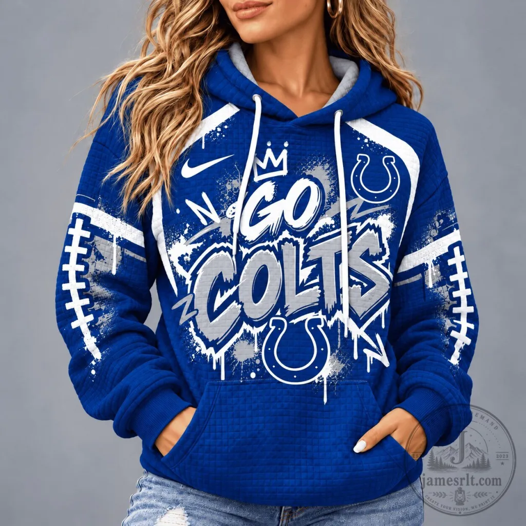 Indianapolis Colts Go Colts Football Team Fan Blue Graffiti Hoodie Indianapolis Colts Go Colts Football Team Fan Blue Graffiti Hoodie