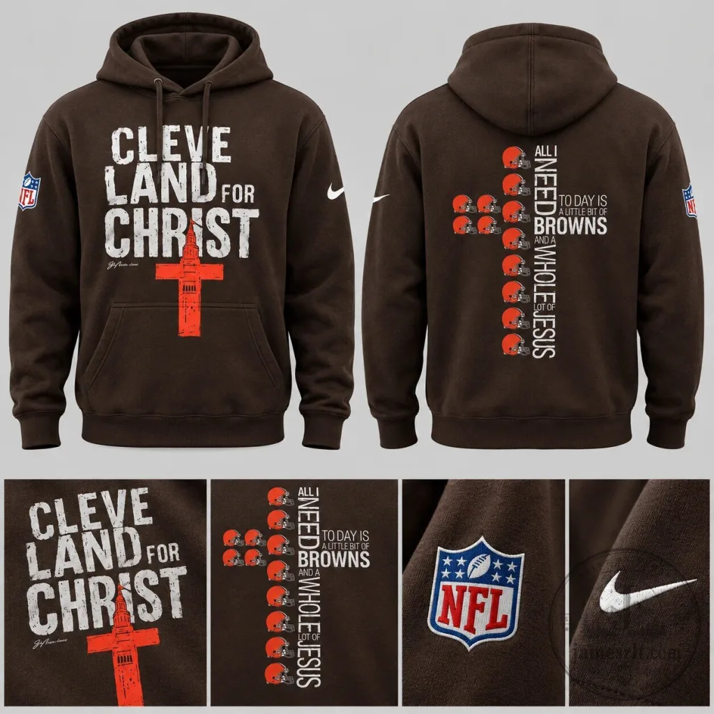 Cleveland Browns Football Team Land For Christ Distressed Logo Hoodie Cleveland Browns Football Team Land For Christ Distressed Logo Hoodie