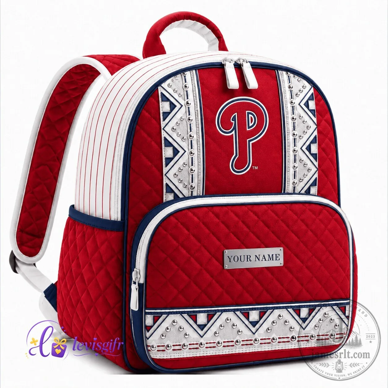 Philadelphia Phillies Major League Baseball Quilted Backpack Personalized Gift