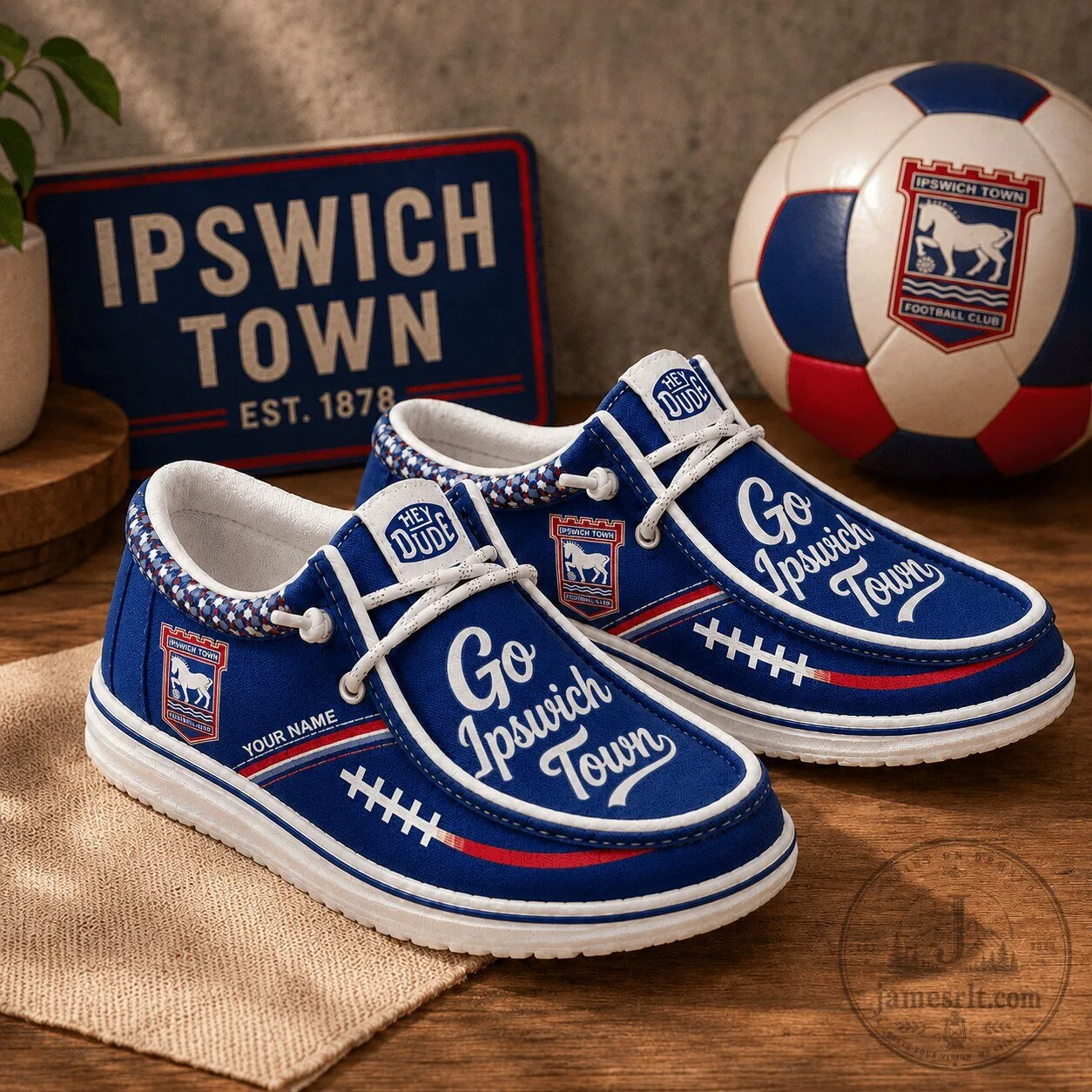 Ipswich Town Football Club Personalized Blue Casual Shoes