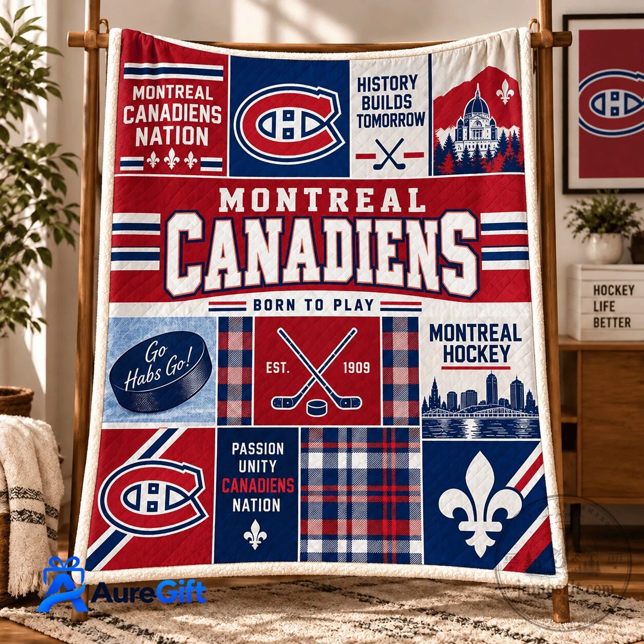 Montreal Canadiens National Hockey League Quilted Fleece Blanket