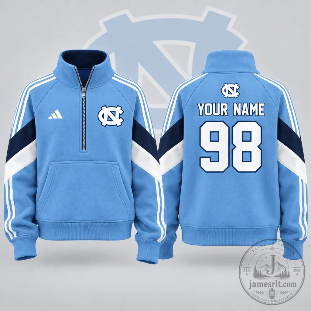 North Carolina Tar Heels Personalized Victory Line Quarter-Zip Pullover Jacket North Carolina Tar Heels Personalized Victory Line Quarter-Zip Pullover Jacket