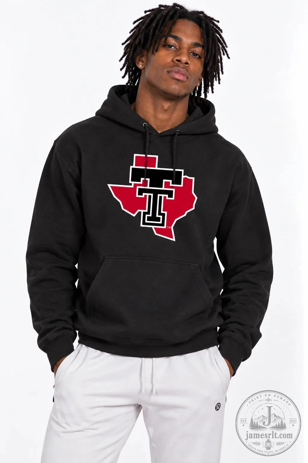 Texas State Red Raiders Double T Logo Black Unisex Hoodie