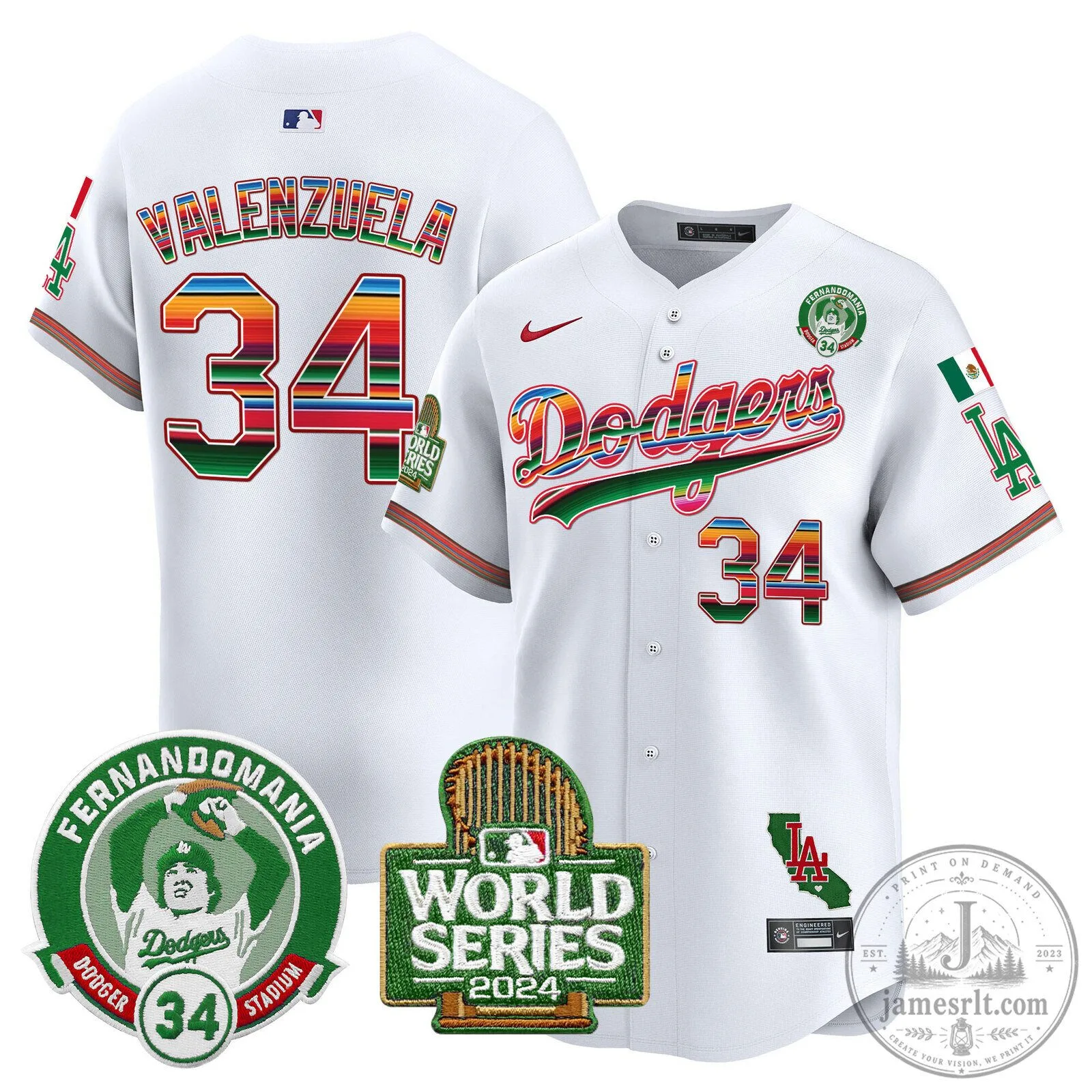 Mexico Baseball Jersey for Los Angeles Dodgers – Fernando Valenzuela Edition