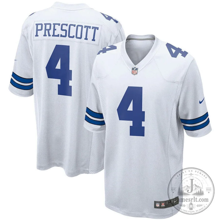 Dak Prescott Dallas Cowboys White Football Jersey 8 Dak Prescott Dallas Cowboys White Football Jersey