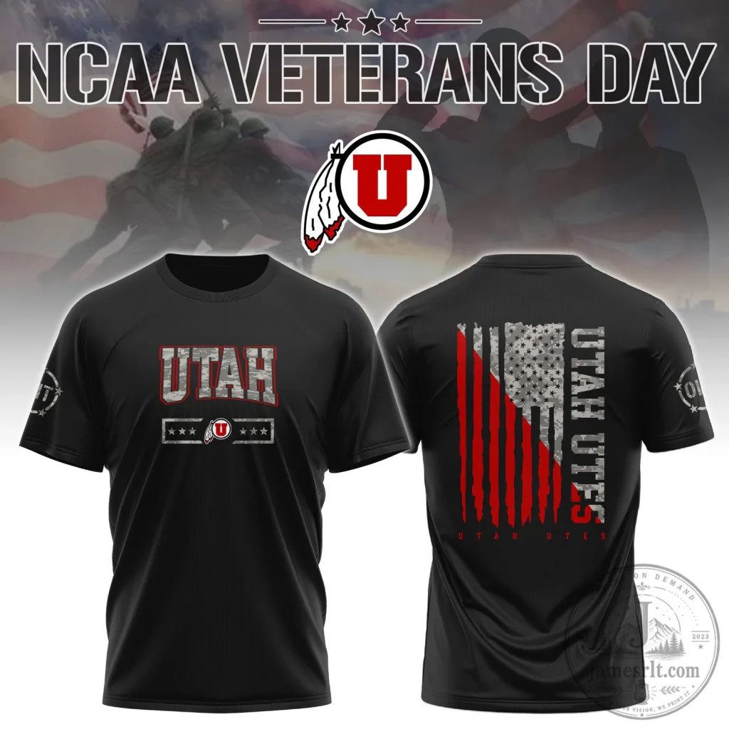 University of Utah Utes NCAA Veterans Day Tribute Black T-Shirt University of Utah Utes NCAA Veterans Day Tribute Black T-Shirt