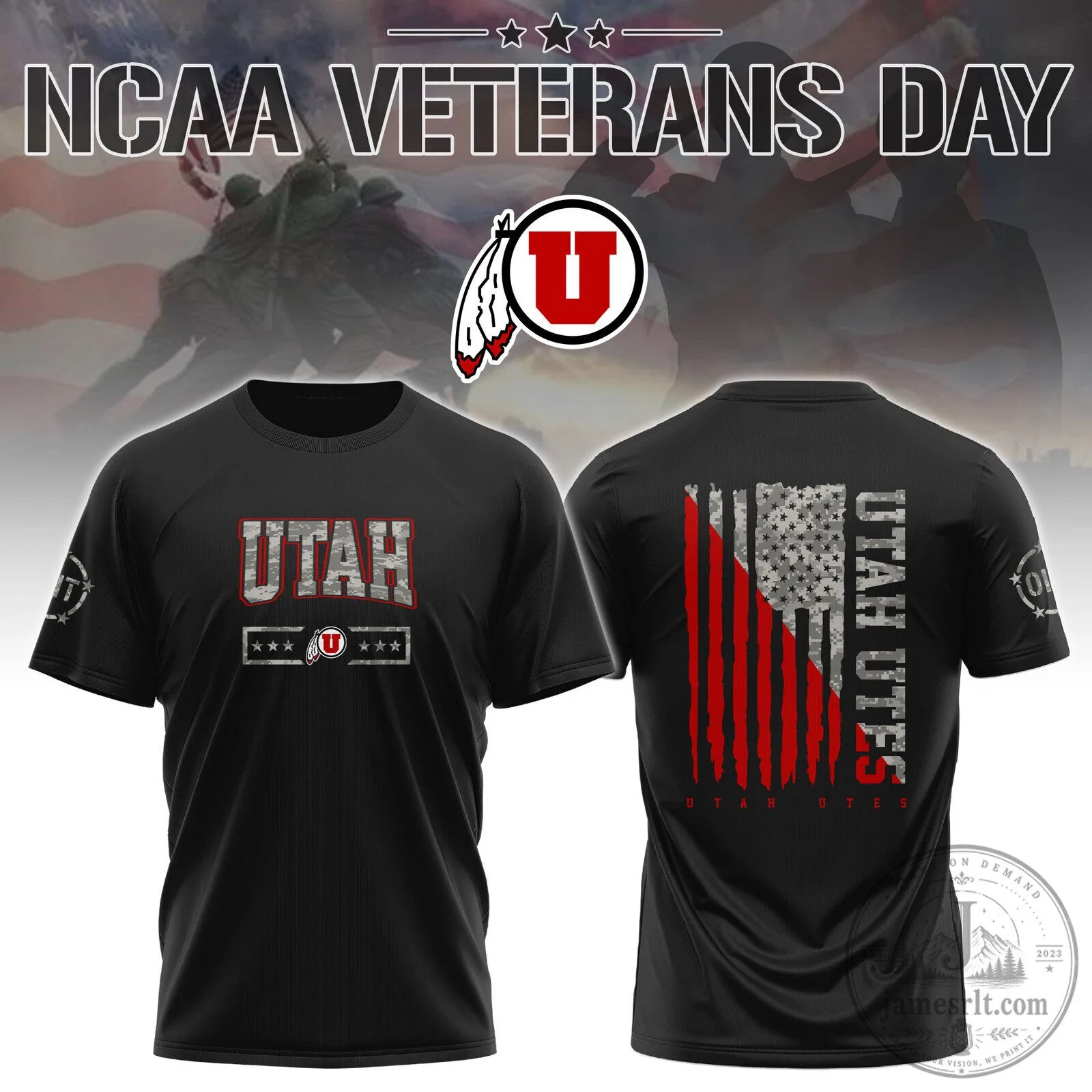 University of Utah Utes NCAA Veterans Day Tribute Black T-Shirt
