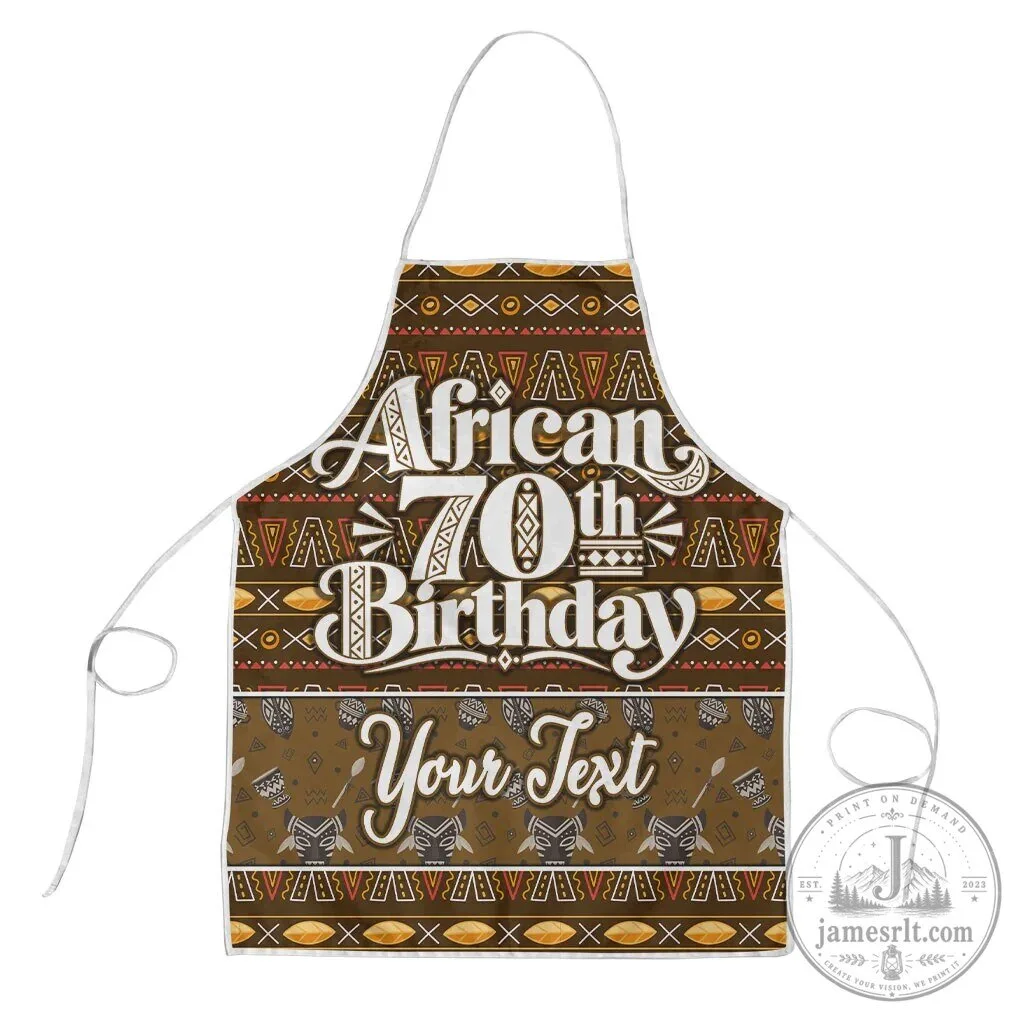 Personalized African 70th Birthday Tribal Pattern Mudcloth Heritage Art Apron