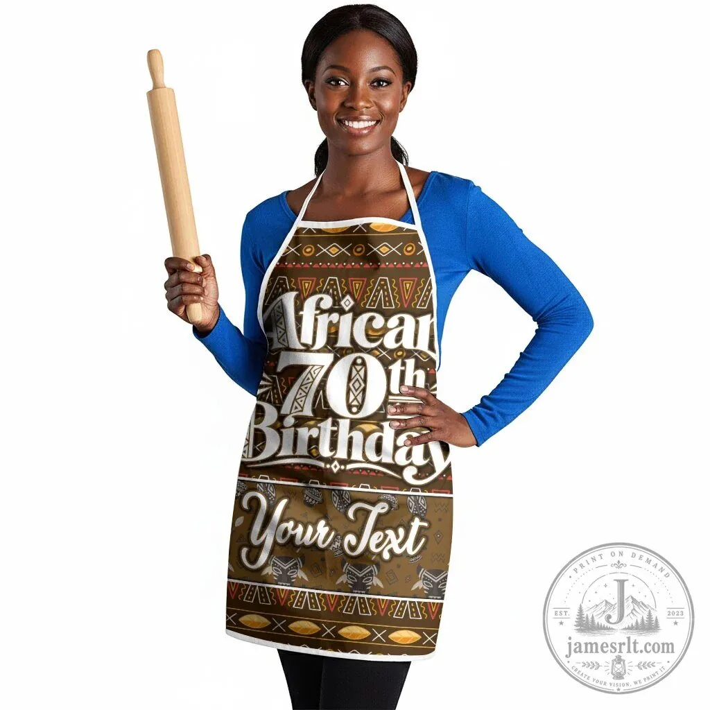 Personalized African 70th Birthday Tribal Pattern Mudcloth Heritage Art Apron 7 Personalized African 70th Birthday Tribal Pattern Mudcloth Heritage Art Apron