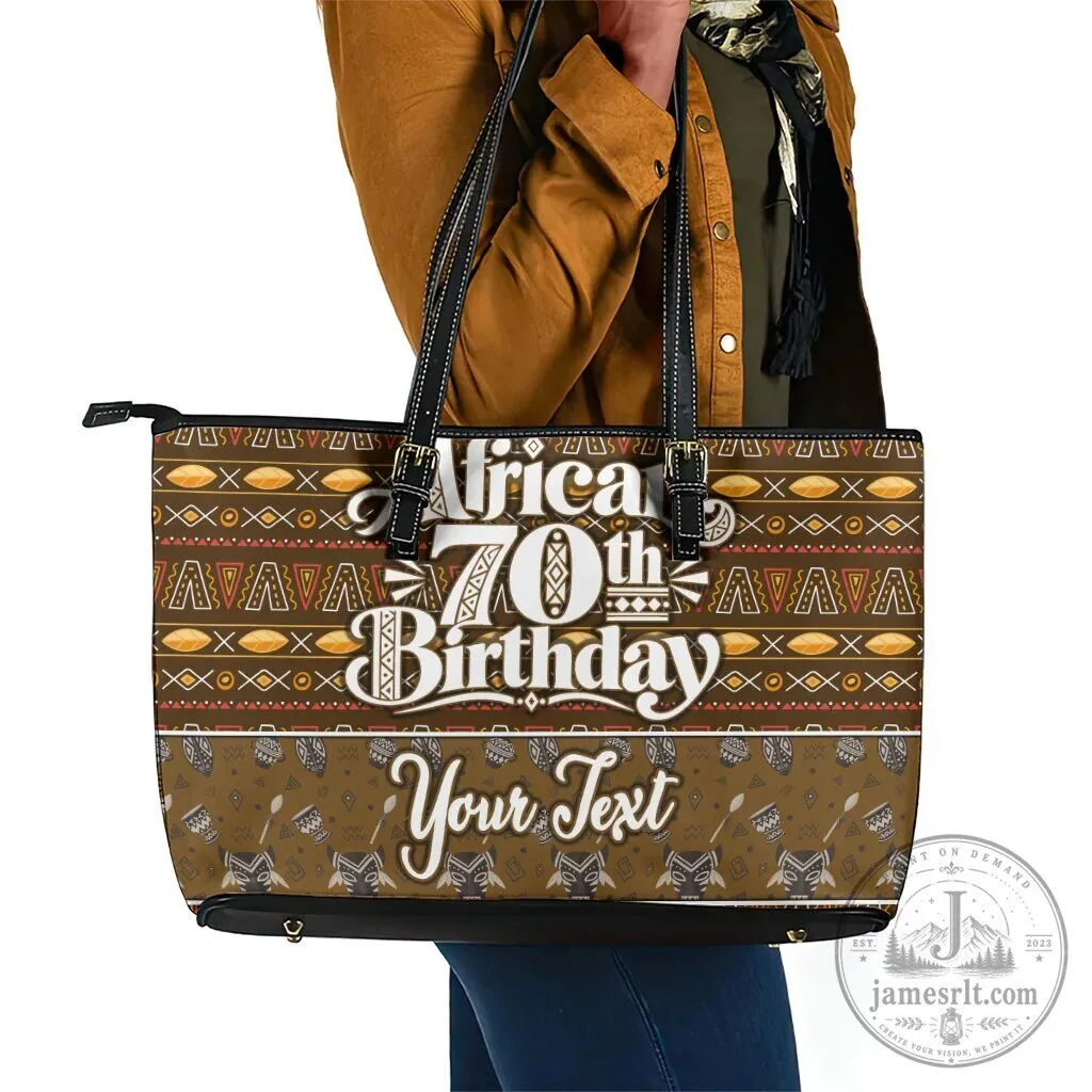 Personalized African 70th Birthday Tribal Pattern Leather Tote Bag 5 Personalized African 70th Birthday Tribal Pattern Leather Tote Bag