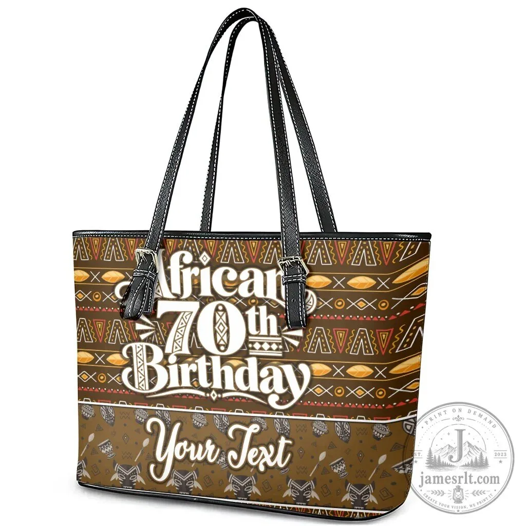 Personalized African 70th Birthday Tribal Pattern Leather Tote Bag 6 Personalized African 70th Birthday Tribal Pattern Leather Tote Bag