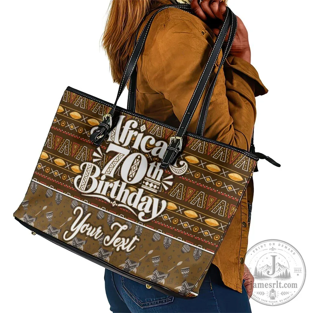 Personalized African 70th Birthday Tribal Pattern Leather Tote Bag 7 Personalized African 70th Birthday Tribal Pattern Leather Tote Bag