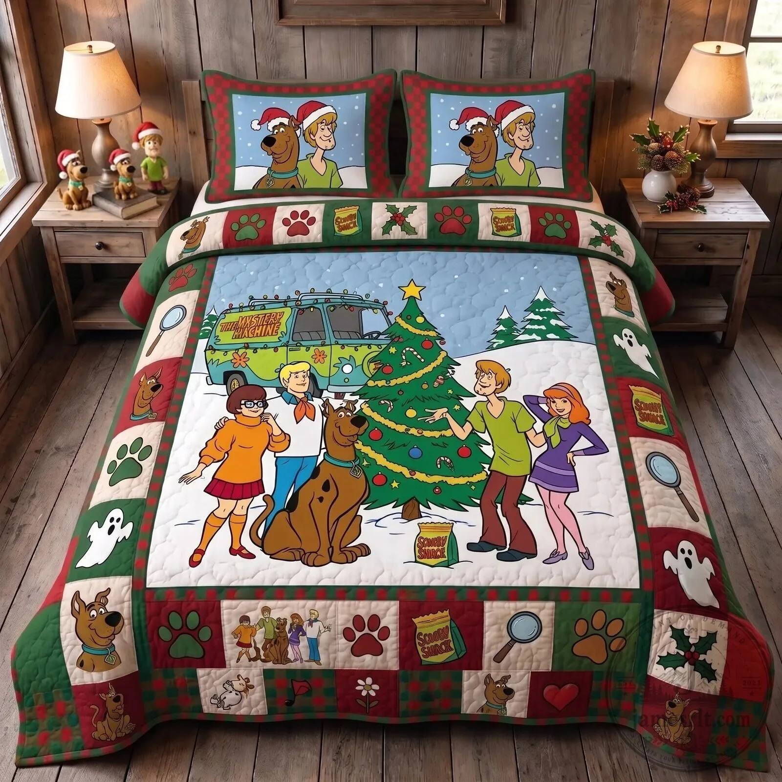 Scooby-Doo and Friends Christmas Holiday Quilted Bedding Set