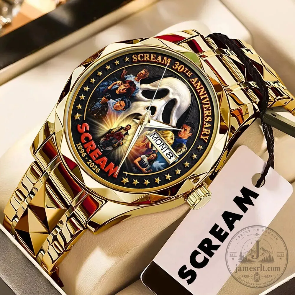Scream Movie 30th Anniversary Gold Tone Stainless Steel Quartz Watch