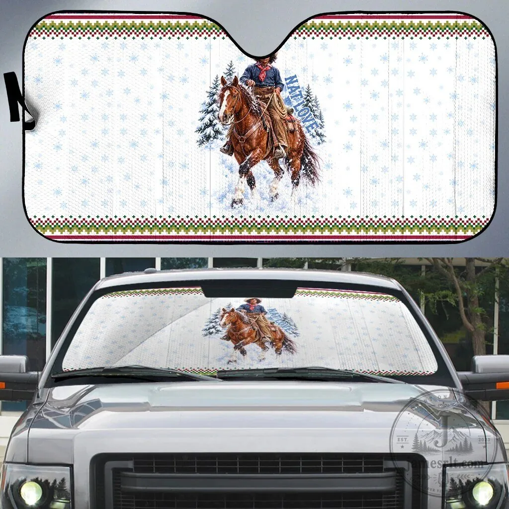 Nat Love African American Cowboy Winter Snow Fair Isle Pattern Car Sunshade 4 Nat Love African American Cowboy Winter Snow Fair Isle Pattern Car Sunshade