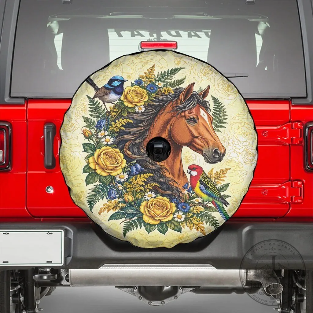 Melbourne Horse Yellow Rose Wreath Australian Blue Wren and Rosella Parrot Tire Cover 8 Melbourne Horse Yellow Rose Wreath Australian Blue Wren and Rosella Parrot Tire Cover