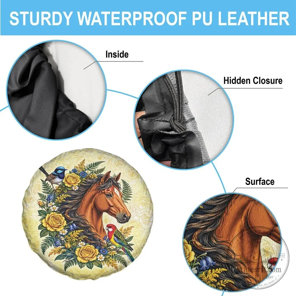 Melbourne Horse Yellow Rose Wreath Australian Blue Wren and Rosella Parrot Tire Cover 11 Melbourne Horse Yellow Rose Wreath Australian Blue Wren and Rosella Parrot Tire Cover