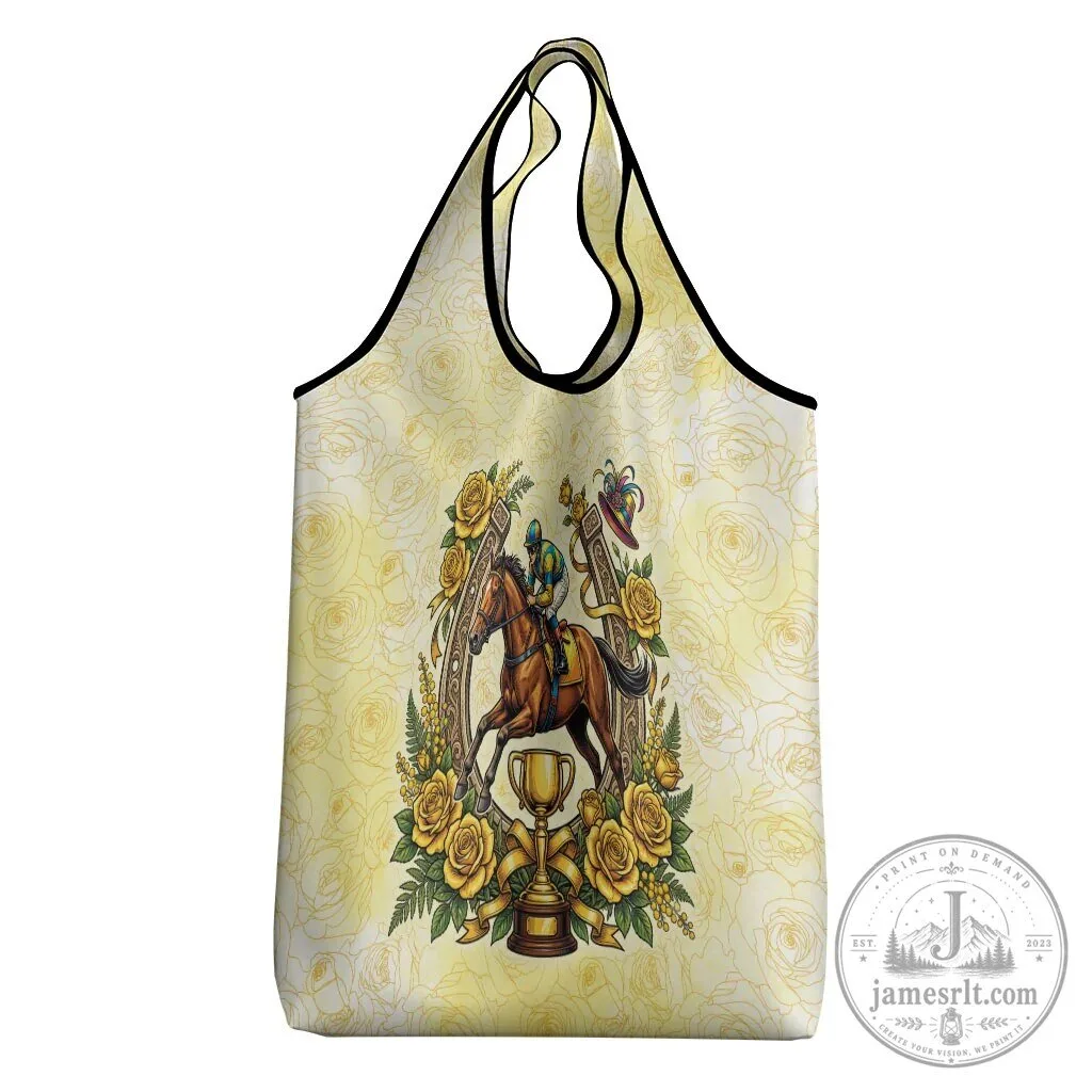 Melbourne Horse Racing Jockey Floral Horseshoe Yellow Rose Reusable Grocery Bag 9 Melbourne Horse Racing Jockey Floral Horseshoe Yellow Rose Reusable Grocery Bag