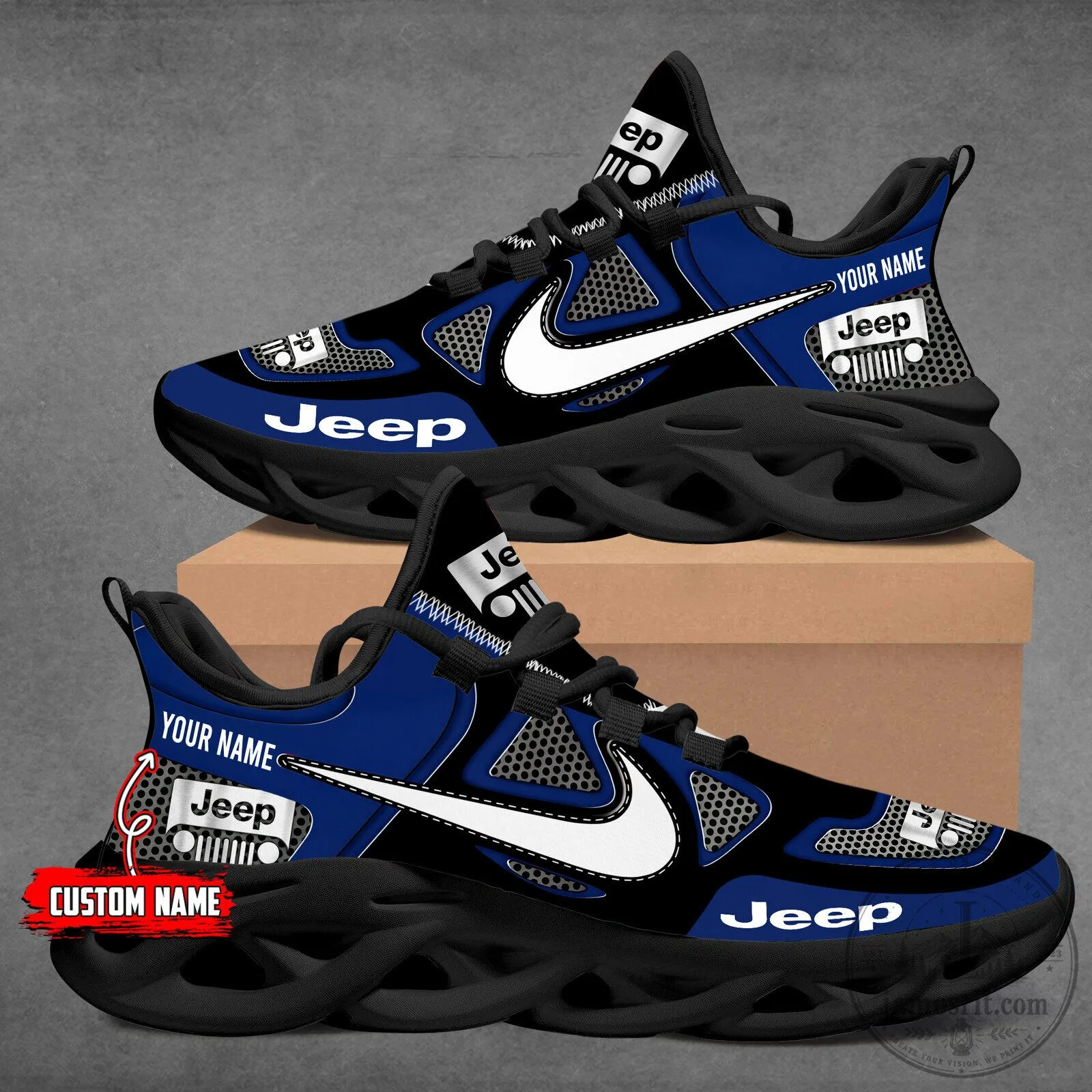 Custom Name Jeep Logo Red and Black Athletic Sneakers Running Shoes 17 Custom Name Jeep Logo Red and Black Athletic Sneakers Running Shoes