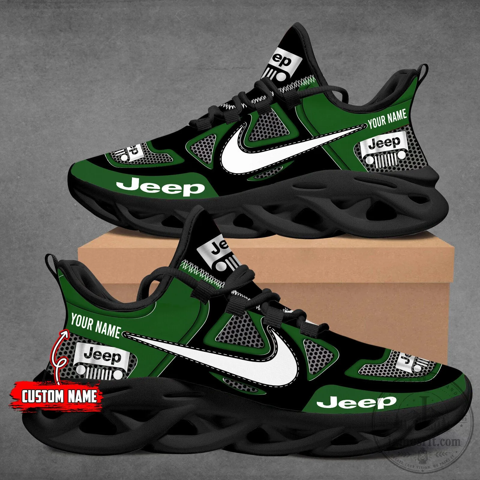 Custom Name Jeep Logo Red and Black Athletic Sneakers Running Shoes 19 Custom Name Jeep Logo Red and Black Athletic Sneakers Running Shoes