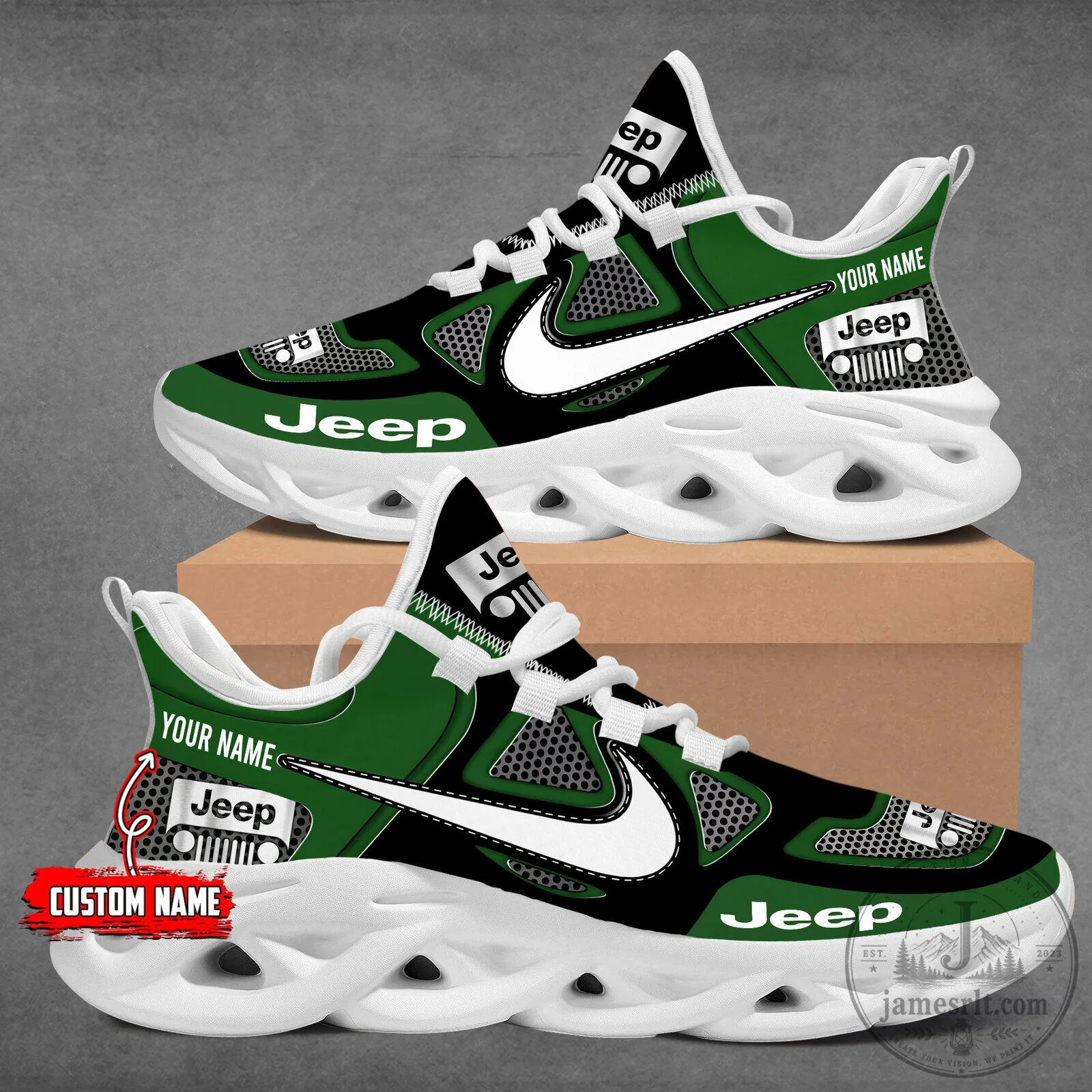 Custom Name Jeep Logo Red and Black Athletic Sneakers Running Shoes 20 Custom Name Jeep Logo Red and Black Athletic Sneakers Running Shoes